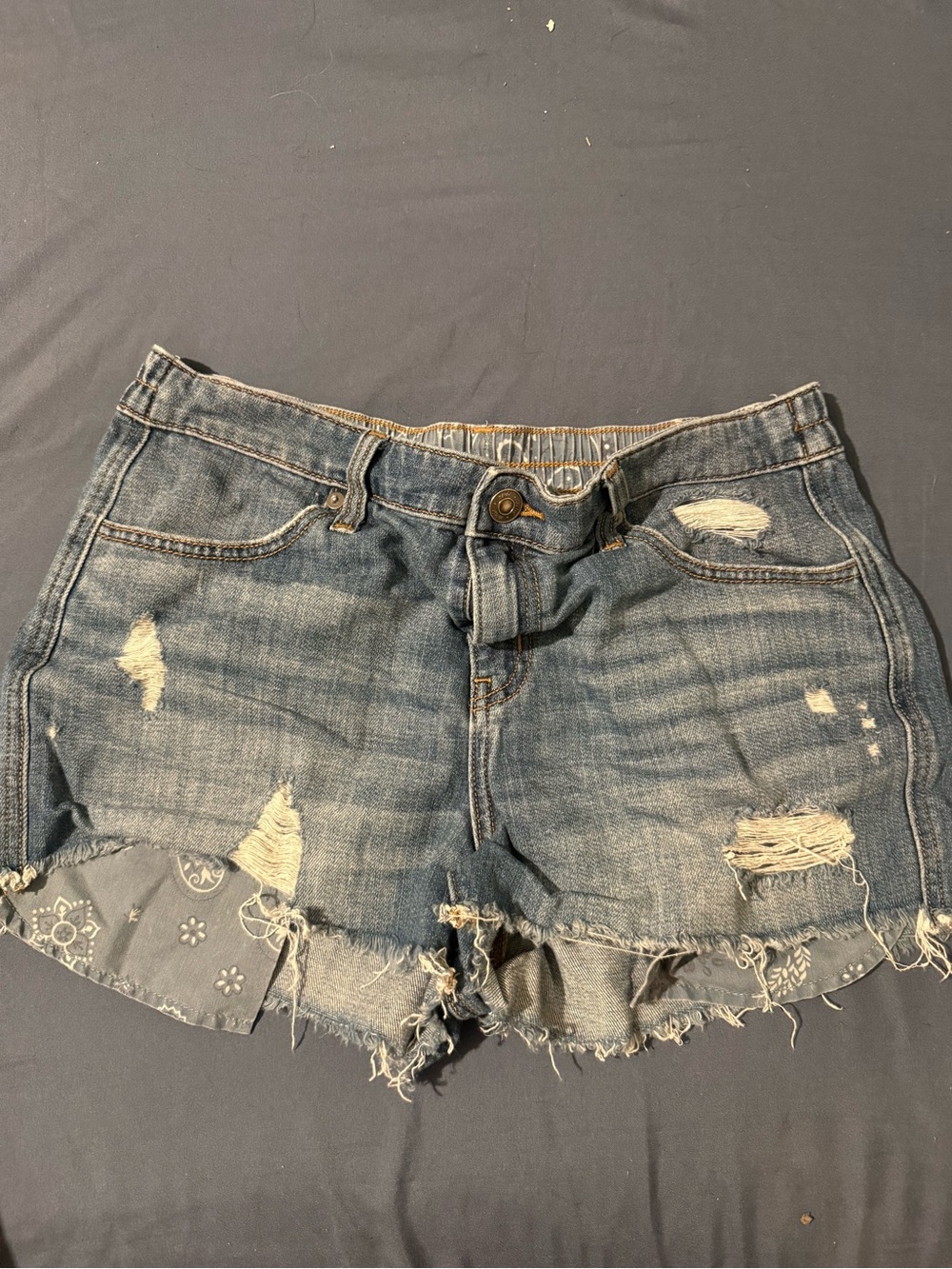 aerie Distressed Denim Jean Shorts - Light Blue